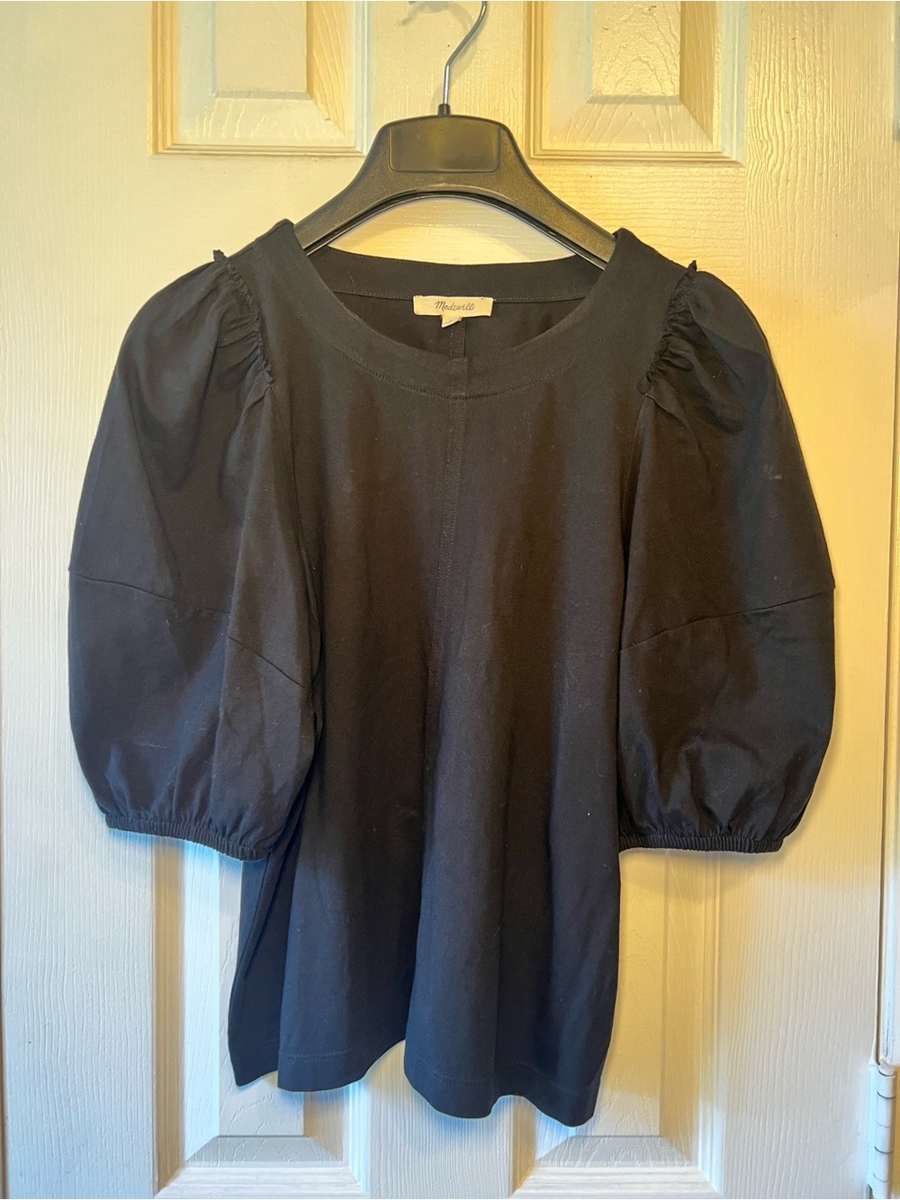 Madewell Black Puff Sleeve Cotton Top